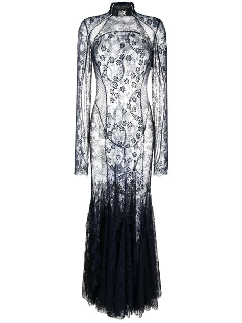 Off White Floral Lace Sheer Gown Farfetch