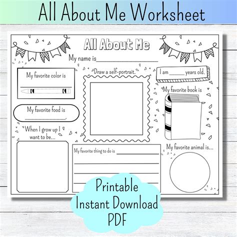 All About Me Printable Homeschool Page About Me Kid Worksheet Coloring