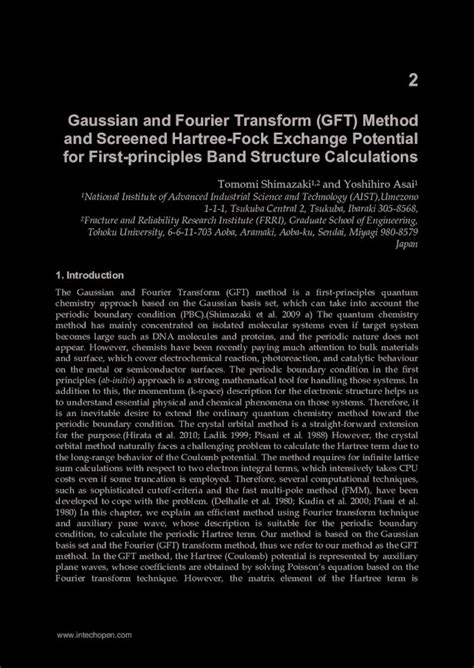 PDF Gaussian And Fourier Transform GFT Method And Screened E