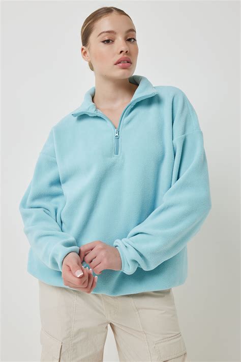 Oversized Polar Fleece Half Zip Sweatshirt Ardene