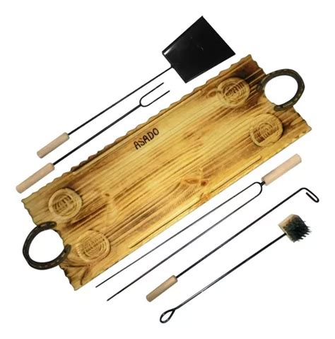 Tabla Asado Picadas Madera 80cm Kit Asador Parrillero En Venta En