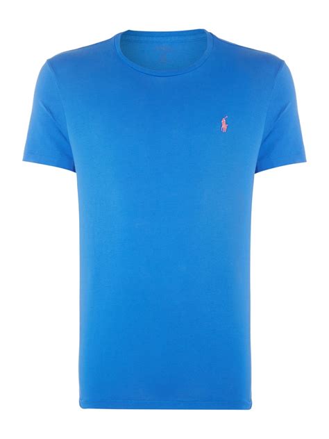 Polo Ralph Lauren Custom Fit Crew Neck Short Sleeve T Shirt In Blue For