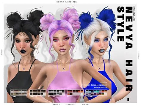 Nevya Hair By Leah Lillith The Sims Resource Sims 4 Hairs