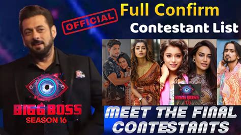 Bigg Boss 16 Full Official Confirm Contestants List Bigg Boss 2022