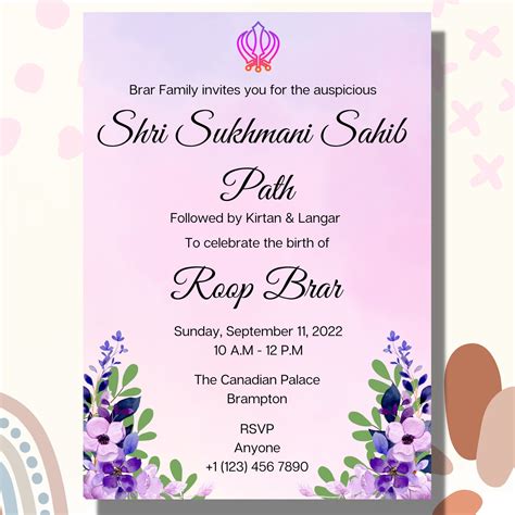 Shri Sukhmani Sahib Path Digital Invitation Sukhmani Sahib Path Welcome