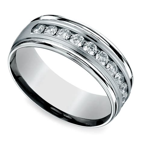 Channel Diamond Men S Wedding Ring In Platinum Mm