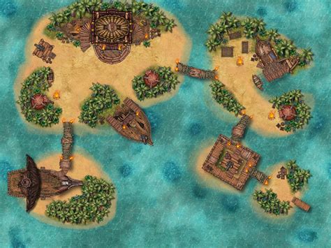 Pirate Isles 4k Dandd Battle Map Dnd Rpg Island Map Roll20 Campaign