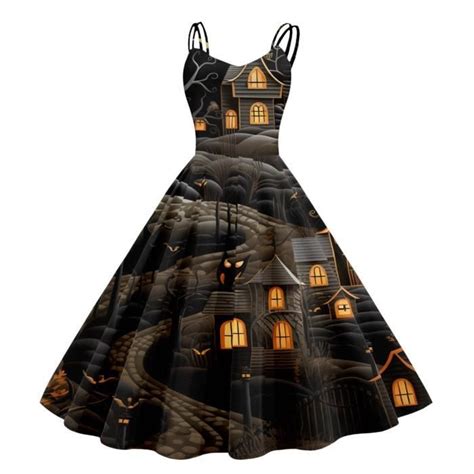 Costume d Halloween pour femme robe midi robe avec imprimé