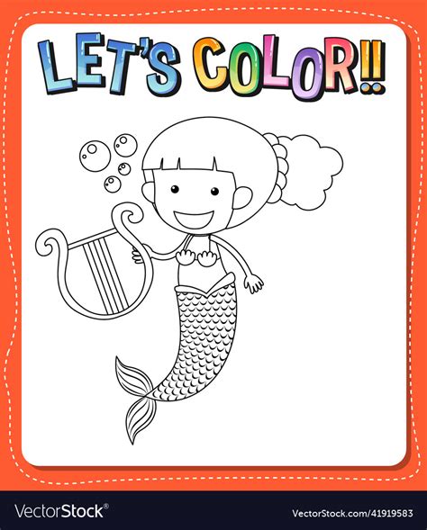 Worksheets Template With Lets Color Text Vector Image