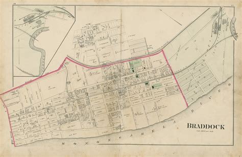 BRADDOCK Pennsylvania 1876 Map Replica or Genuine ORIGINAL | Etsy