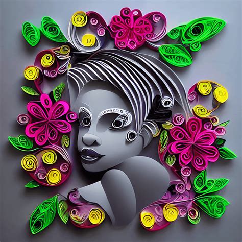 Ilustración Artística De Papel Apelmazado 3d De Una Mujer Afroamericana · Creative Fabrica