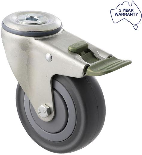 M Series Castor Mm Energy Absorbent Grey Rubber Wheel Low Profile