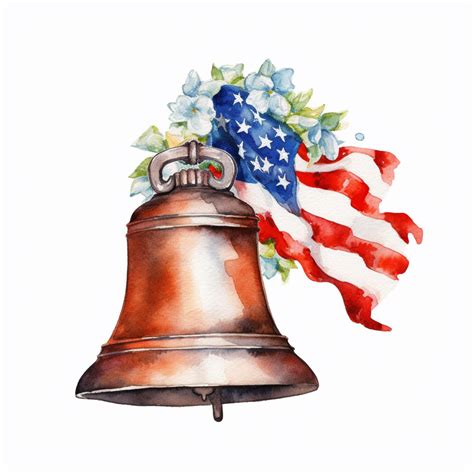 Watercolor 4th Of July Liberty Bell Clipart With White Background Clip Art Library