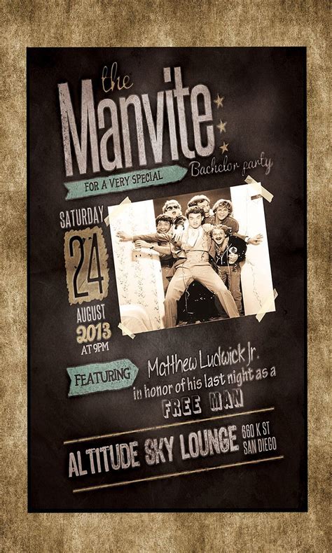 Chalkboard Chalk Bachelor Birtay Party Manly Men Manvite Invite