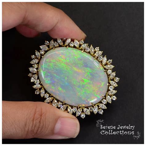 Ct Australian Precious Solid Semi Black Opal Diamond K Solid Gold