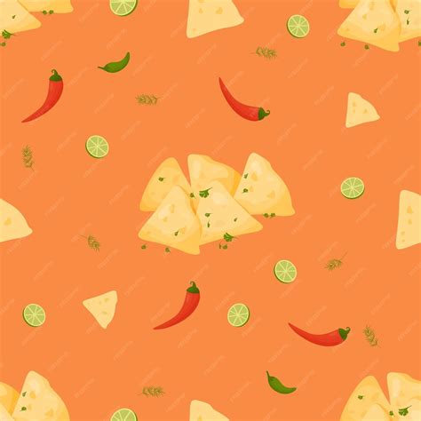 Premium Vector Seamless Pattern With Mexican Quesadilla On Orange