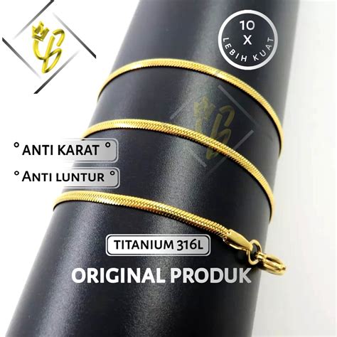 Jual Kalung Titanium Pria Anti Karat Gold Emas Asli Cowok Keren Rantai