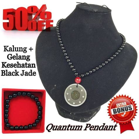 Jual Set Kalung Gelang Kesehatan Black Jade Quantum Pendant Import