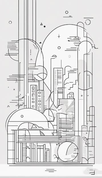 Premium AI Image | a drawing of a cityscape with a cityscape in the ...