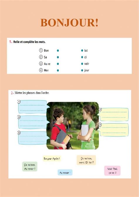 Ficha Interactiva De Les Salutations Para Tercero Puedes Hacer Los