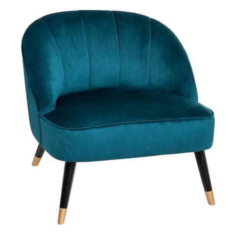 Fauteuil Naova Bleu Canard En Velours Atmosphera Cr Ateur D Int Rieur