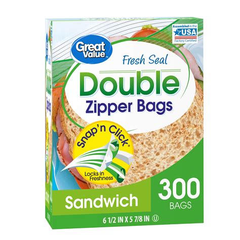 Great Value Double Zipper Sandwich Bags 300 Count