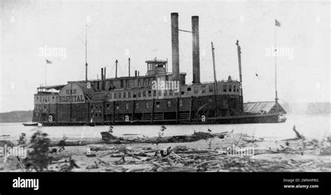 Uss Red Rover 1862 1865 With An Ice Barge Tied Up To Her Port Side