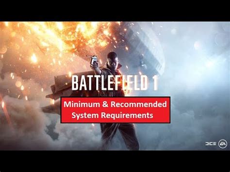 Battlefield 1 PC Minimum Recommended System Requirements YouTube