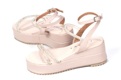 Anabela Flat Strass 3 Tiras Nude Tamanhos 30 31 32 33 Ftérna