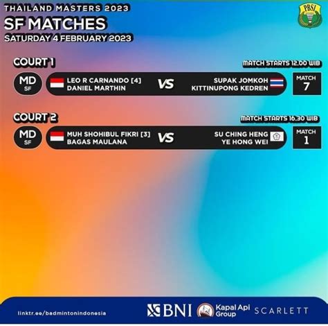 Link Live Streaming Badminton Thailand Master Hari Ini Siaran