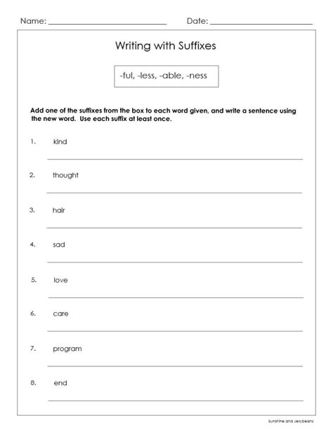 Suffixes Ful Less Able Ness 4 Worksheets Grade 3 Great