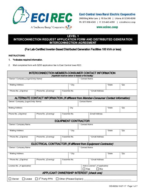 Fillable Online INTERCONNECTION REQUEST APPLICATION FORM AND