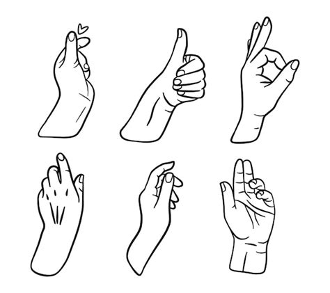 Premium Vector Hand Gesture Symbol Doodle Hand Drawn Hand Sign Simple