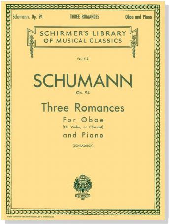 Schumannthree Romances Opus For Oboe Or Violin Or Clarinet And