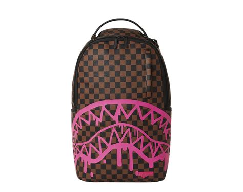 Sprayground Pink Drip Sharks Check Backpack Dlxv Nycmode