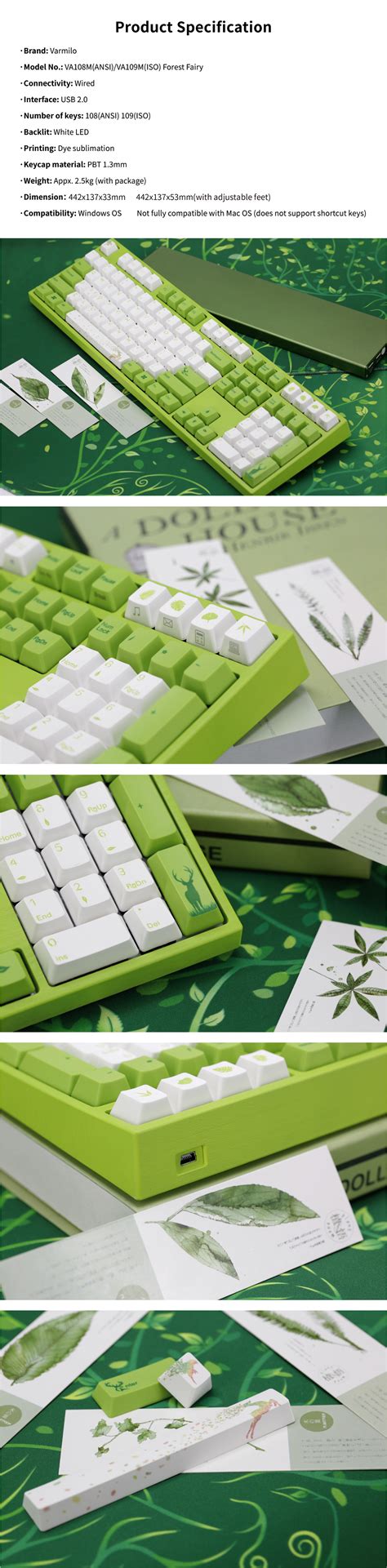 Bàn phím cơ Varmilo VA108M Fairy Forest (sw Brown)