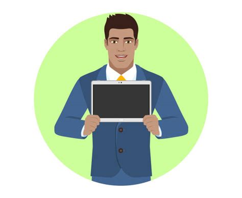 110 African American Man Holding Laptop Stock Illustrations Royalty