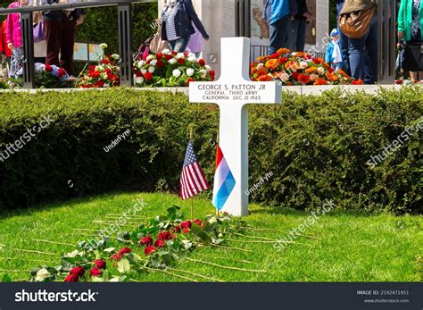 General Pattons Grave Marker Luxembourg Stock Photo 2192471951
