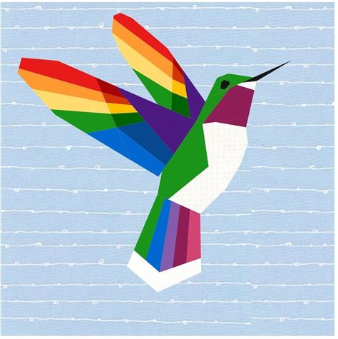 Hummingbird Foundation Paper Pieced Patroon FPP Rainbow Mini Quilt