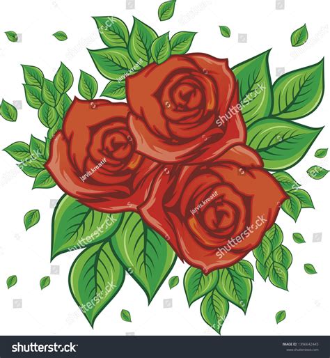 Red Rose Flower Vector Illustration Stock Vector Royalty Free