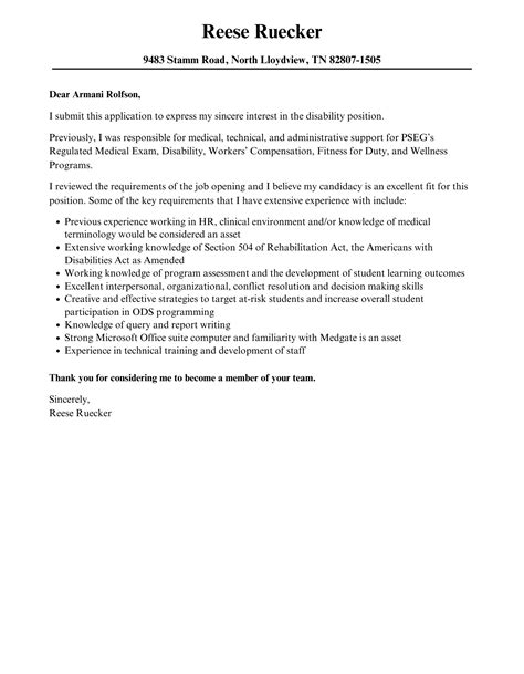 Disability Letter Template