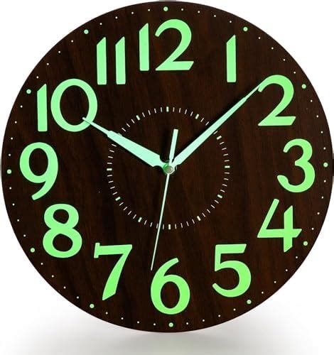 Tebery 12 Inch Luminous Wall Clock Night Light Wall Clock Wooden Wall