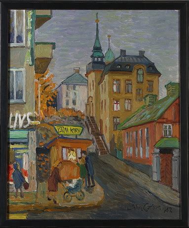 John Carlson Oil On Board Stationsgatan Sundbyberg Signed And Dated