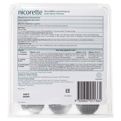 Buy Nicorette Quit Smoking Quickmist Nicotine Mouth Spray Cool Berry