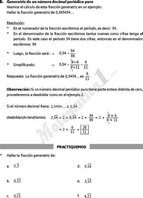 FRACCION GENERATRIZ EJERCICIOS RESUELTOS DE PRIMARIA O BÁSICO