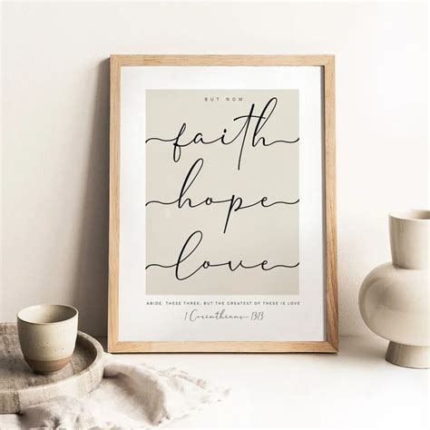 Faith Hope Love Abide Bible Verse Wall Artminimalist Etsy Bible