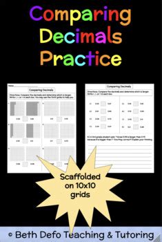 Comparing Decimals Practice Worksheets Packet TPT