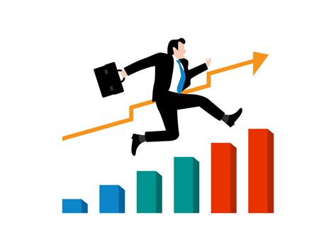 business growth chart with jumping worker. graphic design concept of ...