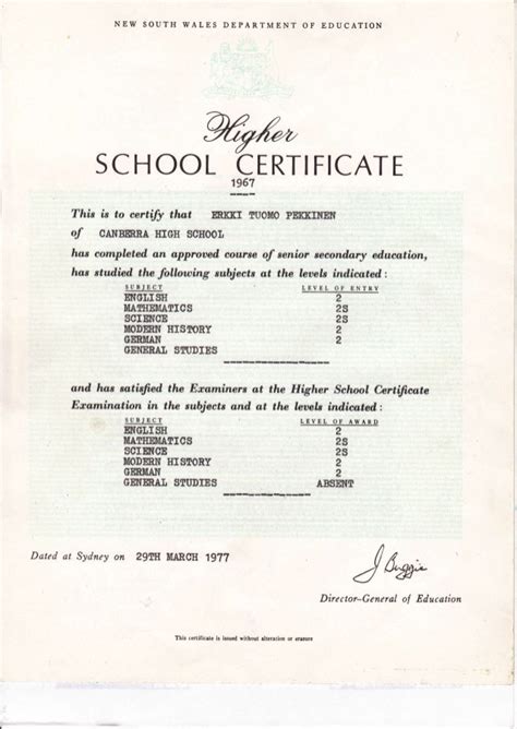 CHS .... Higher School Certificate 1967 (1)