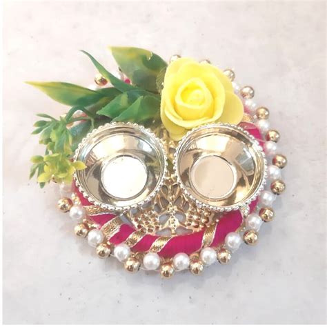 Set Of 4 Kumkum Thali Haldi Kumkum Holders Wedding Favor Etsy